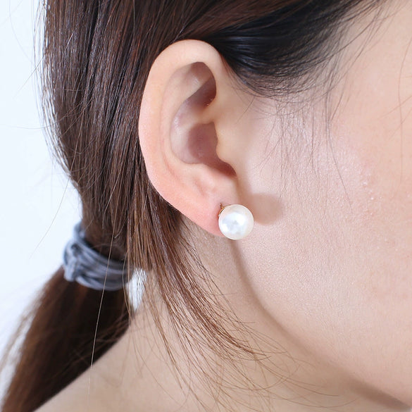 Pearl Earrings Titanium Steel Geometric Light Luxury Electroplating