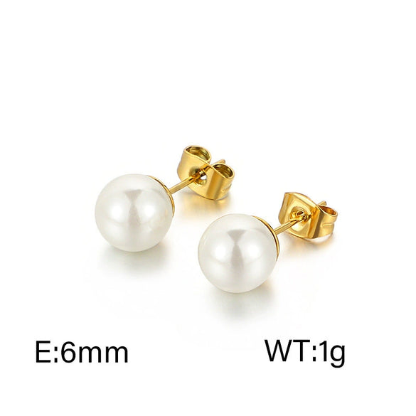 Pearl Earrings Titanium Steel Geometric Light Luxury Electroplating