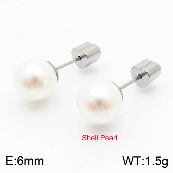 Pearl Earrings Titanium Steel Geometric Light Luxury Electroplating
