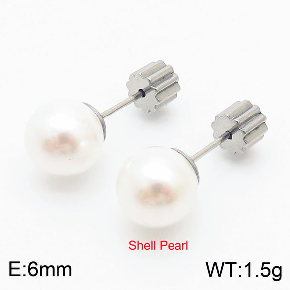 Pearl Earrings Titanium Steel Geometric Light Luxury Electroplating