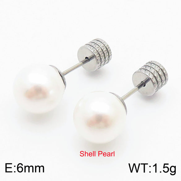Pearl Earrings Titanium Steel Geometric Light Luxury Electroplating