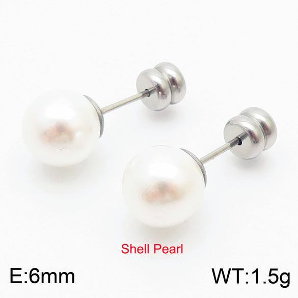 Pearl Earrings Titanium Steel Geometric Light Luxury Electroplating