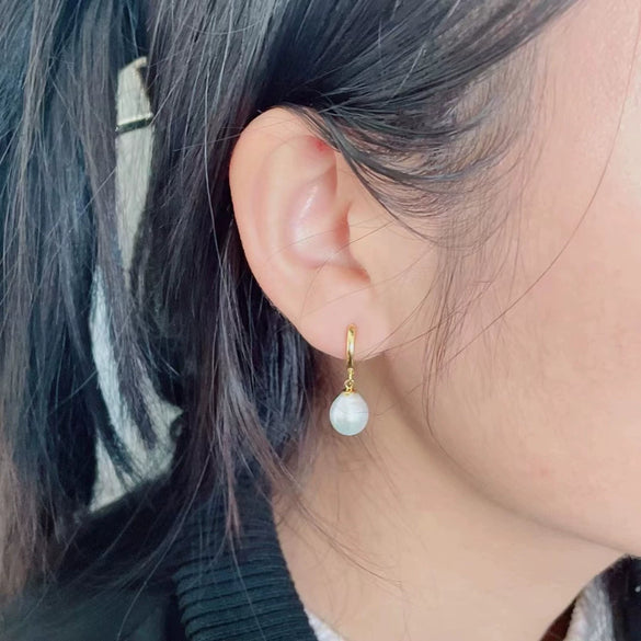 Pearl Earrings Women's Light Luxury Minimalist Special Shape Fresh Water Real Pearl