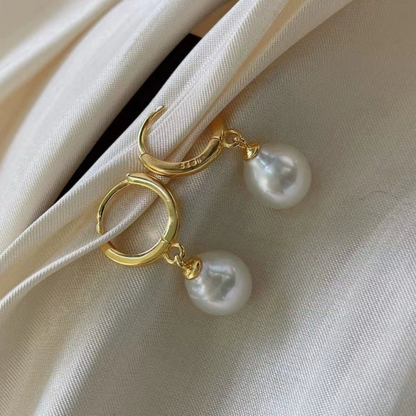 Pearl Earrings Women's Light Luxury Minimalist Special Shape Fresh Water Real Pearl