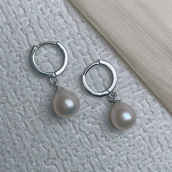 Pearl Earrings Women's Light Luxury Minimalist Special Shape Fresh Water Real Pearl