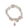 Pearl Elastic Bracelet Retro Geometric Style With Bow Zircon 18K Gold Plated