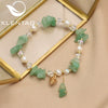 Pearl Elastic Bracelet Retro Geometric Style With Bow Zircon 18K Gold Plated