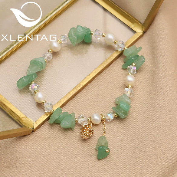 Pearl Elastic Bracelet Retro Geometric Style With Bow Zircon 18K Gold Plated