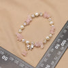Pearl Elastic Bracelet Retro Geometric Style With Bow Zircon 18K Gold Plated