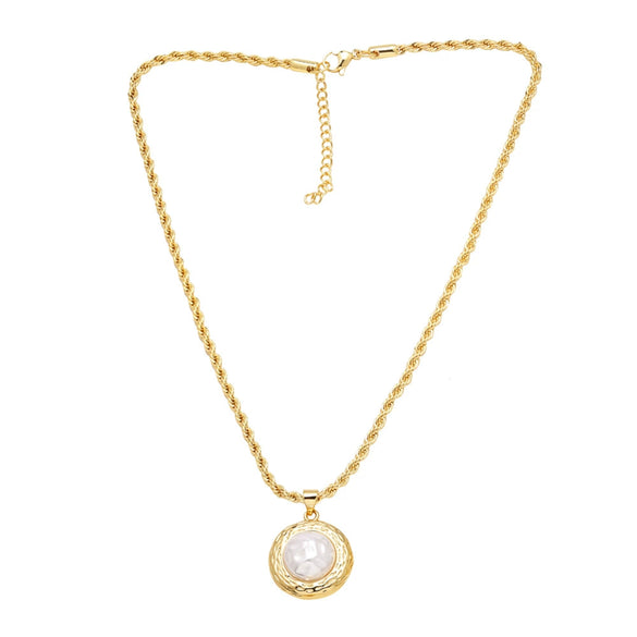 Pearl Fivepointed Star Copper 18K Gold Plated Pendant Necklace For Women Simple Style