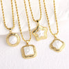 Pearl Fivepointed Star Copper 18K Gold Plated Pendant Necklace For Women Simple Style