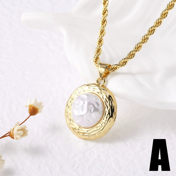 Pearl Fivepointed Star Copper 18K Gold Plated Pendant Necklace For Women Simple Style