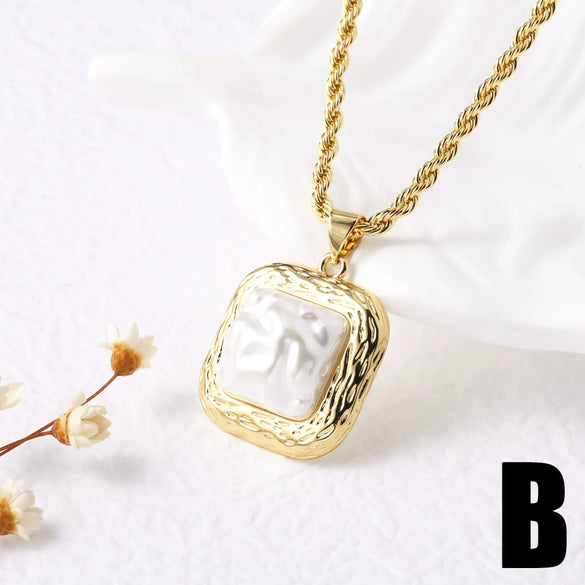 Pearl Fivepointed Star Copper 18K Gold Plated Pendant Necklace For Women Simple Style