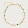 Pearl Flower Diamond Color Gem Electroplated Gold Necklace Imitation Pearls Geometric Style Women's