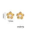 Pearl Flower Geometric Stainless Steel And Copper Electroplated Women's Vintage Fashion Minimalist Ear Studs