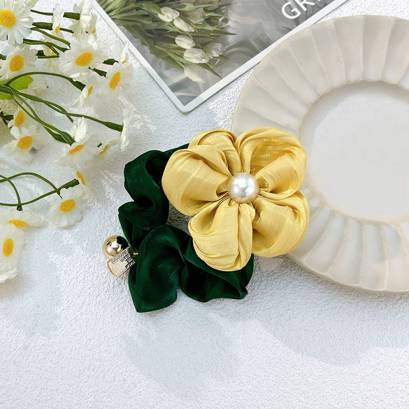 Pearl Flower Handmade Hair Ring Highend Elastic Hair Accessories
