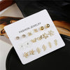 Pearl Flower Leaf Fivepointed Star Butterfly Earrings Set Gold Plated Geometric Design