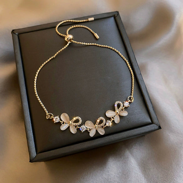 Pearl Flower Light Luxury Women's Bracelet Real Gold Electroplated