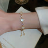 Pearl Flower Light Luxury Women's Bracelet Real Gold Electroplated