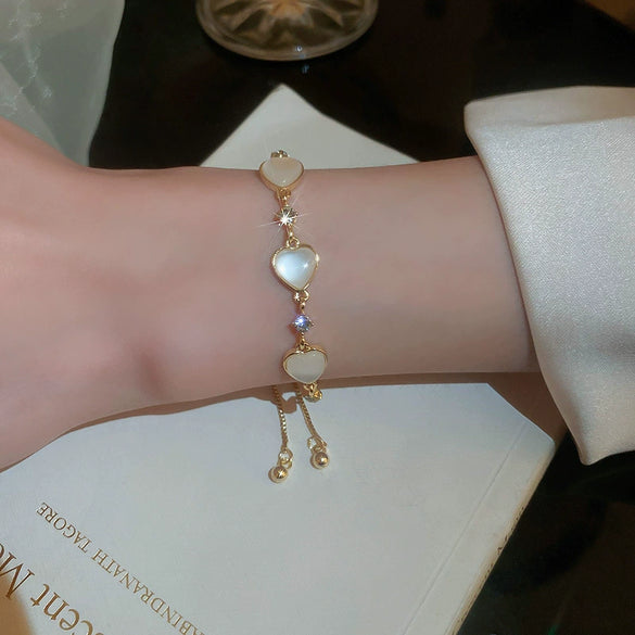 Pearl Flower Light Luxury Women's Bracelet Real Gold Electroplated