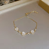 Pearl Flower Light Luxury Women's Bracelet Real Gold Electroplated