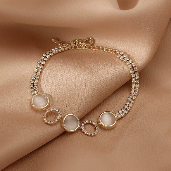 Pearl Flower Light Luxury Women's Bracelet Real Gold Electroplated