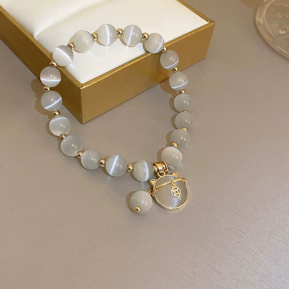 Pearl Flower Light Luxury Women's Bracelet Real Gold Electroplated