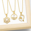 Pearl Flower Necklace With Heart Shape Pendant Copper Zircon Electroplated For Women