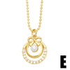 Pearl Flower Necklace With Heart Shape Pendant Copper Zircon Electroplated For Women
