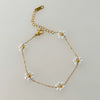 Pearl Flower Titanium Steel Necklace Waist Chain Anklet Set Goldplated Stainless Steel Color Preservation Twist Chain