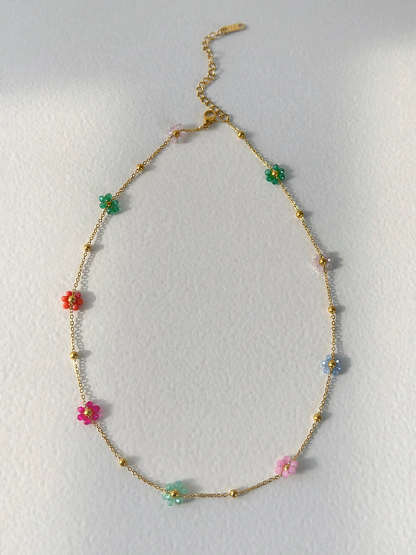 Pearl Flower Titanium Steel Necklace Waist Chain Anklet Set Goldplated Stainless Steel Color Preservation Twist Chain