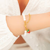Pearl Fruit Pendant Bracelet Vacuum Electroplated Stainless Steel Sweet Style For Women