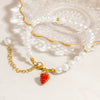 Pearl Fruit Pendant Bracelet Vacuum Electroplated Stainless Steel Sweet Style For Women