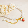 Pearl Fruit Pendant Bracelet Vacuum Electroplated Stainless Steel Sweet Style For Women