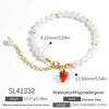 Pearl Fruit Pendant Bracelet Vacuum Electroplated Stainless Steel Sweet Style For Women