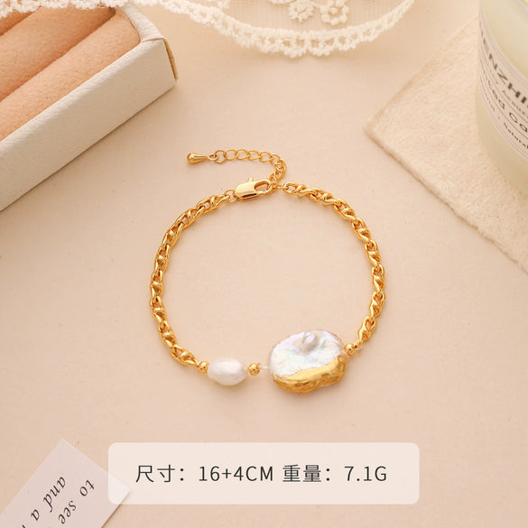 Pearl Geometric Baroque Bracelet Electroplated For Women