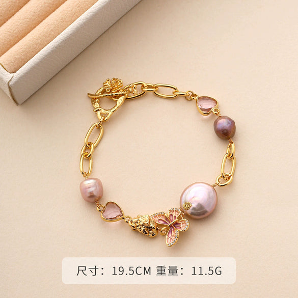 Pearl Geometric Baroque Bracelet Electroplated For Women