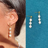 Pearl Geometric Minimalist Long Ear Line Layered Tassel Earrings For Women