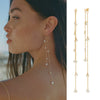 Pearl Geometric Minimalist Long Ear Line Layered Tassel Earrings For Women