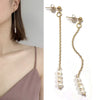 Pearl Geometric Minimalist Long Ear Line Layered Tassel Earrings For Women