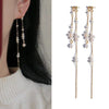 Pearl Geometric Minimalist Long Ear Line Layered Tassel Earrings For Women