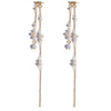 Pearl Geometric Minimalist Long Ear Line Layered Tassel Earrings For Women