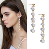 Pearl Geometric Minimalist Long Ear Line Layered Tassel Earrings For Women