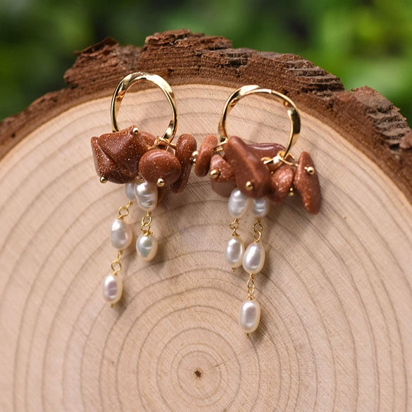 Pearl Geometric Retro Electroplated Earrings Highend Light Luxury Jewelry Wholesale