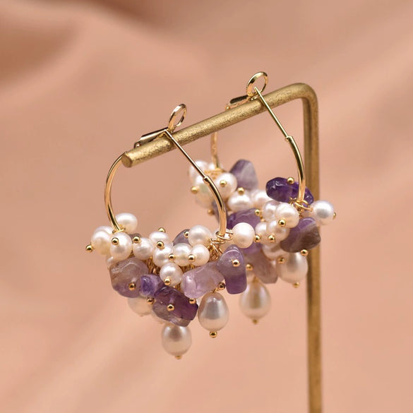 Pearl Geometric Retro Electroplated Earrings Highend Light Luxury Jewelry Wholesale