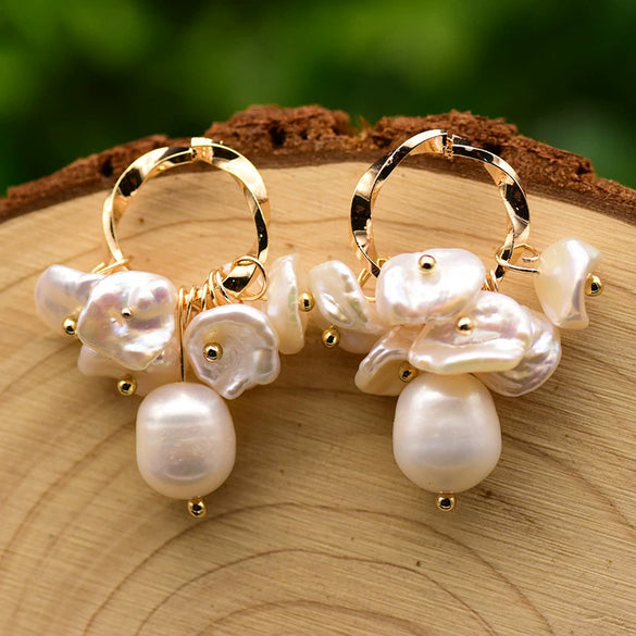 Pearl Geometric Retro Electroplated Earrings Highend Light Luxury Jewelry Wholesale