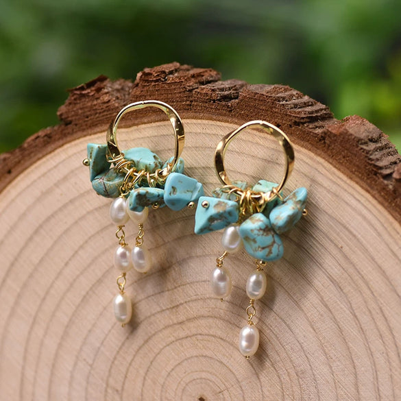 Pearl Geometric Retro Electroplated Earrings Highend Light Luxury Jewelry Wholesale