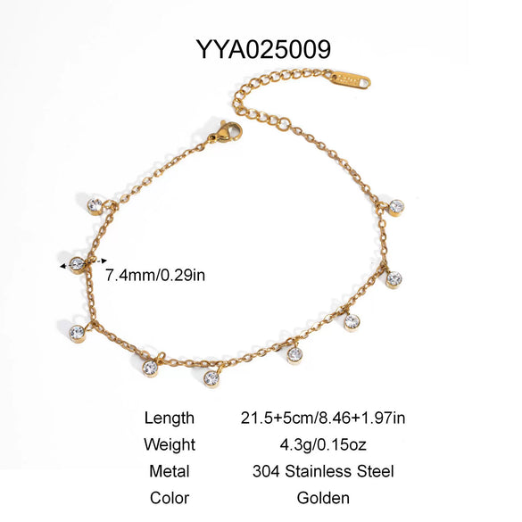 Pearl Geometric Stainless Steel Double Layer Anklet For Women Light Luxury Jewelry
