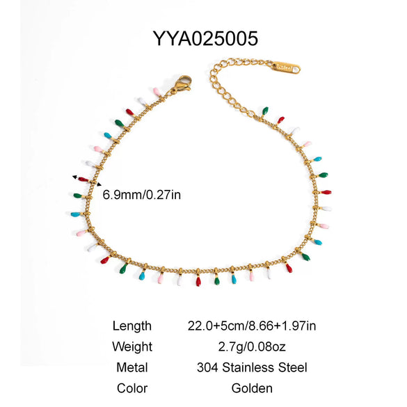 Pearl Geometric Stainless Steel Double Layer Anklet For Women Light Luxury Jewelry
