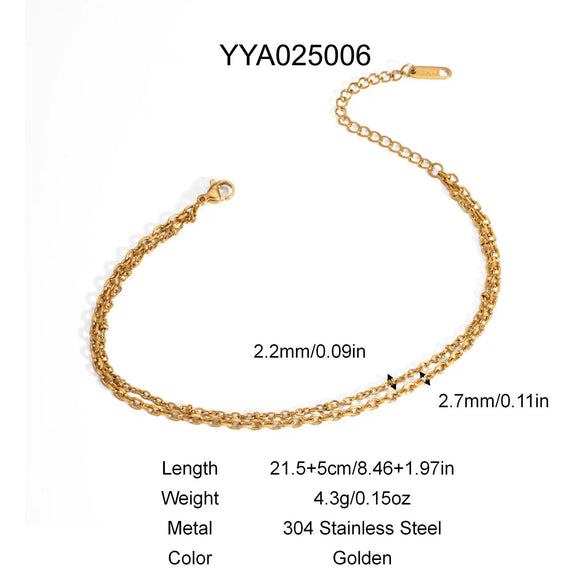 Pearl Geometric Stainless Steel Double Layer Anklet For Women Light Luxury Jewelry